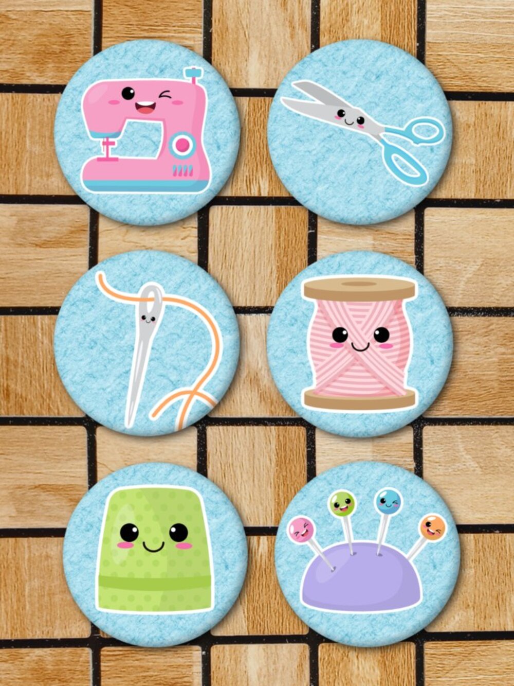 Kawaii Sewing Fridge Magnets Set Of 6 Metal Magnets Home Office Kitchen School